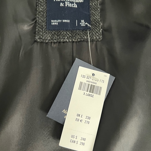 Abercrombie & Fitch Men’s Long Wool-Blend Overcoat XL - Picture 7 of 9